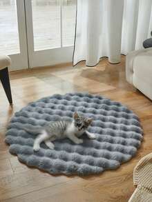 1pc Cream Bubble Plush Carpet, Minimalist, Wabi-Sabi Style, Suitable For Living Room, Bedroom, Vanity, Chair, Spring New Arrival - Grey - View 5