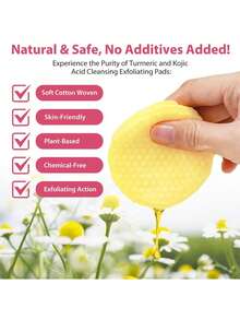 Kojic Acid & Turmeric Cleansing Pads, 30 Pack Gentle Exfoliating & Brightening Pads, Infused With Chamomile, Vitamin C, Panthenol (B5) & Natural Ingredients, Cleanses, Exfoliates & Improves Skin Tone, Suitable For Daily Use & All Skin Types - Multicolor - View 6