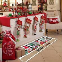 Covorașe de Crăciun 1/2 buc, covorașe de bucătărie cu model clasic colorat de brad de Crăciun și pitici de Crăciun, potrivite pentru băi, bucătării și spălătorii, covorașe de bucătărie de zi cu zi, materiale de înaltă calitate, articole de sărbători sezoniere, articole esențiale pentru sărbători