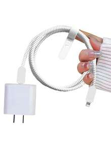 5 件哑光白色 TPU 防震充电器保护壳和绕线器，兼容 Apple 18W/20W 充电器 - 白色 - 查看 7