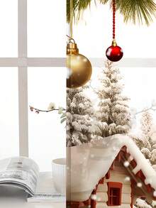 1pc Christmas Decorative Sheer Curtain, Suitable For Bedroom, Living Room, Autumn Decoration, Christmas Balloon, Snowflake, Christmas Tree, Christmas Ball, Christmas Print Window Curtain, Rod Pocket Print Curtain For Bedroom, Office, Kitchen, Living Room, Home Decor, 100g/㎡ Christmas Decorations Room Decor Christmas Decorations Home - Multicolor - View 6
