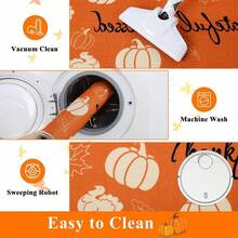 Fall Kitchen Rugs Set Of 3, Washable Kitchen Mats Floor, Non Slip Thanksgiving Kitchen Rugs And Mats Decor, Autumn Harvest Hello Pumpkin Floor Carpet Kitchen Hallway Laundry Room