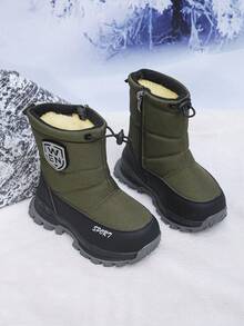 Children's Snow Boots, Winter Warm Shoes, Windproof Outdoor Boots With Furry Lining - Green - View 16