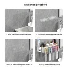 Soporte de pared para cepillo de dientes, sin necesidad de perforar, soporte para taza de enjuague y cepillo de dientes eléctrico para baño