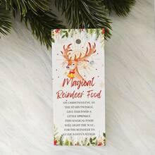 5pcs Magic Reindeer Food Set - Christmas Eve Tradition, Includes 5 Magical Reindeer Food Cards, 1.35 Oz Plastic Tubes, Red Ribbon & Holly Berry Design - Holiday Party Favor, Christmas Decor (No Food Included), Seasonal Celebration, Festive Packaging, Great Gift