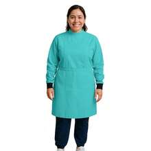 Bata Medica Antifluidos Unitalla marsupial puño con pasador de pulgar fresca suave cordones ajustables - Agua - Ver 1