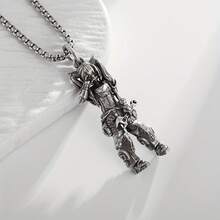Vintage Silver Plated Punk Style Pendant Necklace, Fashion Alloy Long Chain, Unisex Fashion Jewelry, Halloween Gift Accessories - Bạc - Xem 3