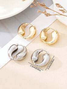 1 Pair Minimalist & Fashionable High-End Design Hoop Earrings, Suitable For Women's Daily Or Party Wear