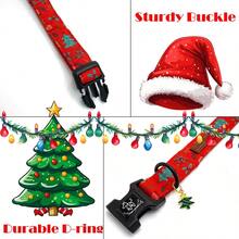 优雅小尾巴圣诞狗项圈红帽宠物项圈女孩或男孩节日项圈可调节小狗项圈适用于狗狗 - 中紫紅色 - 查看 5