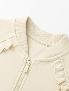 mini bala Girls Lace Baseball Jacket Soft Breathable Comfortable Durable Fall Top - Camel - View 6