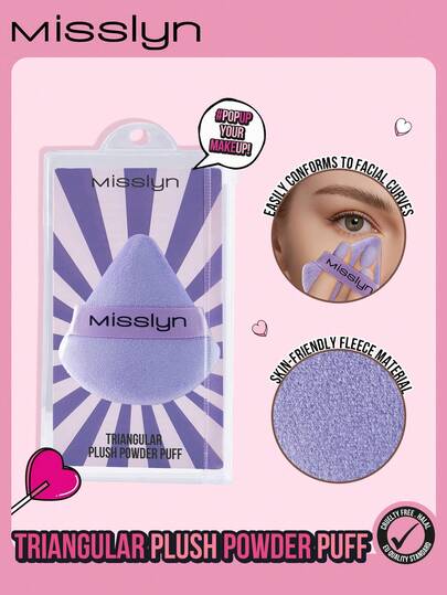  Misslyn-Triangular Plush Powder Puff,Triangular Design,Precision Tip,Large Area Coverage,Soft & Plush,Skin-Friendly,Flawless Finish,Dry Use,Easy Application,Compact & Portable,Reusable,Skin-Friendly, Foundation, Setting Makeup, Facial Contour