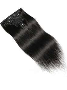 Straight Clip In Hair Extensions Real Human Hair Brazilian Remy Human Hair Clip In Hair Extensions Natural Black For Women - SNatural - View 15