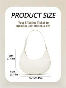 New Fashionable Simple And Stylish Atmosphere Crescent-Shaped Bright Surface Casual Classic Everyday Commuter Bag, Detachable Shoulder Crossbody Bag PU Leather Underarm Bag - Present For Christmas, Birthday And Valentine Armpit Bag Shoulder Bags For Girl Women Bags Lady Purse Underarm Handbag Bags Small Handbag Perfect For Vacation, Work, Dating, Picnic, Party, Going Out And Casual Daily Shopping Thanksgiving Bags  Mother's Day Gifts  Valentine's Day Gifts  Christmas Gifts - 白色 - 查看 6