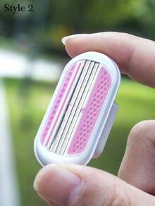 1 个手柄 + 4/8 个刀片套装 女士比基尼手动脱毛工具 3 层不锈钢剃须刀片可更换安全剃须刀片 - 彩色 - 查看 4