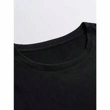SUBWAY Men's Black Cotton T-Shirt - 100% Cotton Casual Summer Fashion Short Sleeve With Bold Colorful Letter Print, Street Style, Machine Washable - 黑色 - 查看 3