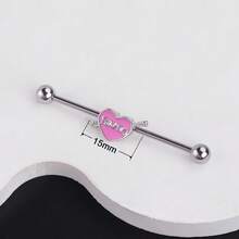 Stainless Steel Industrial Crossbar Stud Earrings Love Peach Heart Barbell Earbone Stud Puncture Jewelry - 7# - Xem 9