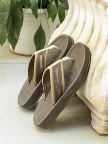 OLK Men's Flip Flops Classic Basic Vintage Outdoor Comfortable Beach Timeless - 棕色\咖啡色 - 查看 1