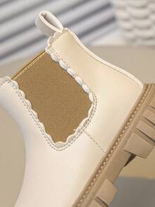 1 Pair Children's Fashion New Style Girls' Boots, PU Material, Side Zipper & Elastic Ankle, Floral Decor, Non-Slip Soft Durable Sole, Chelsea Style Suitable For School, Outdoor, Home, Spring, Summer, Autumn Wear