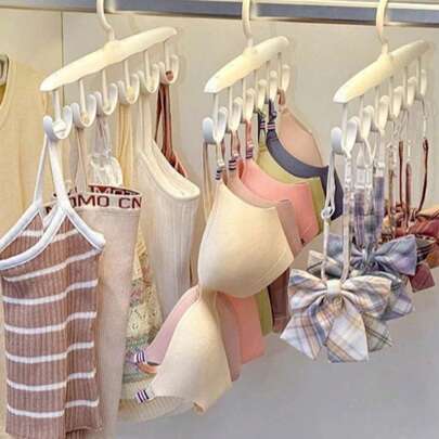 2pcs 12-Hook Rotatable Clothes Hanger, Bra Hanging Rack, Space Saving, Wavy Drying Rack, Multi-Function Hanger