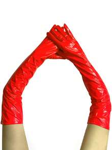 1 paire de gants longs  enrobé sexy, gants ajustés pour la danse sur pôle, les voyages, les festivals, les fêtes, le camping - Rouge - Voir 3