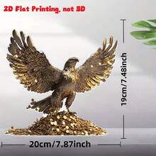 Decoración de escritorio de águila dorada estilo bohemio en 2D - Impreso en 2D con base, decoración del hogar con tema animal para sala de estar, dormitorio, oficina, cocina - Regalo ideal para familia y amigos, pieza de arte elegante, diseño de plumas delicado, 2D plano