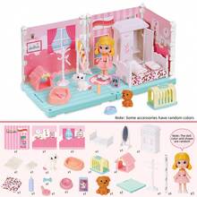 DIY Mini Haus Bau Miniatur Set mit Möbeln, kreatives Zimmer Mini Puppenhaus, kreatives Spielzeug Heim Dekoration einzigartiges Hobby Geschenk - Verschiedenfarbig - Übersicht 15