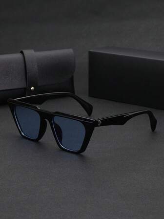 1 Pair Men's Square Frame Rivet Retro Personalized Street Style Fashion Sunglasses, Suitable For Party Decoration, Travel Essential, Make You The Street Spotlight