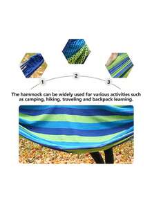 1 hamaca portátil para acampar en el jardín al aire libre con correas para árboles, hamaca duradera para una carga de 450 libras, viene con bolsa de viaje, ideal para patio, patio trasero y camping - Multicolor - Ver 3