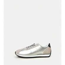 Tênis de lona branca com palmilha preta Mydland - Prata - Ver 4