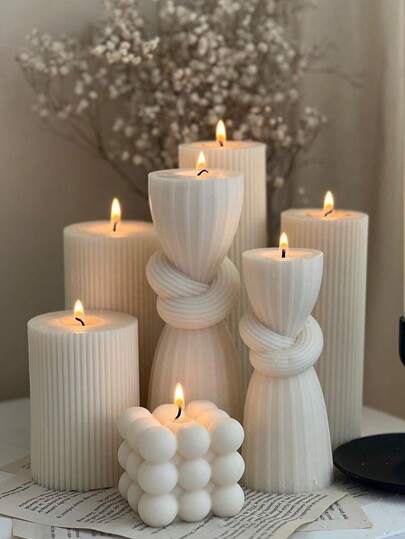 1pc Scented Candle, 1pc Christmas Gift Scented Candle, Geometric Cylinder & Cone Cute Soy Wax Candle, White French Vanilla Scented, Best Companion Gift For Decorative Candles, Wedding Gift For Her, Christmas Cone Candle Christmas Decor, Scented Home Decor, Christmas Gift Geometric Cylinder & Cone Cute Soy Wax Candle