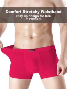 4 Pcs Wirarpa Mens Mirco Modal Trunks Soft Underwear Gents Microfibre Boxer Shorts - Rose Red/Cobalt Blue/Dark Gray/Dark Blue - View 4