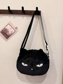 黑色猫咪斜挎包，新款可爱单肩包，趣味丑萌手机袋，适合女孩使用。 - 黑色 - 查看 7
