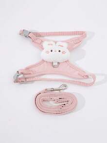 1pc Adjustable Rabbit Harness Leash, Cute Bear Ear Rabbit Harness Leash, Suitable For Small Pets And Rabbits, Small Animal Collar And Leash, Harness With Leash, Adjustable Leash