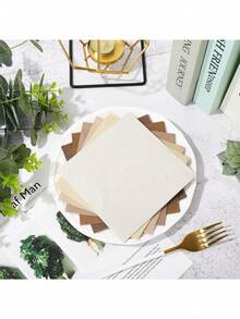 20/60/120片秋色棕色鸡尾酒餐巾秋季主题甜点餐巾裸棕色乳白色一次性饮料餐巾适用于秋季感恩节派对婚礼婴儿洗礼用品