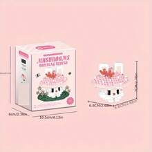 一套 300+ 颗粒积木玩具，可爱的蘑菇系列桌面装饰，坚固的 ABS 材质，红色/白色/绿色/粉色，非常适合节日礼物、万圣节礼物和家居装饰 - 彩色 - 查看 13