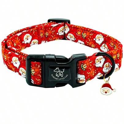 Elegant Little Tail Christmas Dog Collar Pet Collar Soft Santa Claus Winter Dog Collars Holiday With Quick Release Buckle Pet Puppy Collar For Dogs
