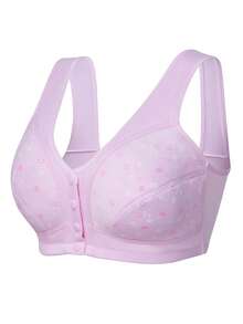 3pcs Front Closure Soft Camisole Bras For Mature Women, Wire-Free Plus Size Comfortable Lingerie,Pink Lingerie,Plus Size Underwear,Spring And Summer Clothing - Nhiều màu - Xem 7