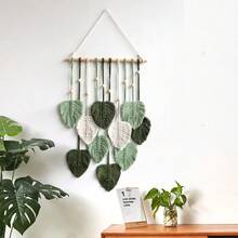 1pc Handmade Woven Leaf Tapestry, Bohemian Style Home Wall Decor