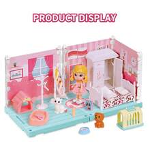 DIY Mini Haus Bau Miniatur Set mit Möbeln, kreatives Zimmer Mini Puppenhaus, kreatives Spielzeug Heim Dekoration einzigartiges Hobby Geschenk - Verschiedenfarbig - Übersicht 7