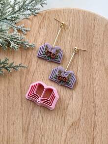 Book Polymer Clay Cutters, Boho Clay Earring Cutter For Polymer Clay Jewelry Making, Polymer Clay Stud Earring Making Tool, Clay Jewelry Making Kit, Clay Earring Molds, Made By PLA, DIY Earring Gift - Book - View 3