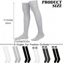 5 Pairs Women's Deluxe Thigh-High Socks Variety - Ideal Present For Girlfriends, Over-The-Knee Style For Boots & Formal Attire, Breathable Athletic Comfort, Year-Round Use - 5 cặp màu ngẫu nhiên - Xem 4