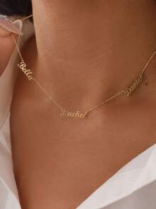 1 件金色玫瑰金定制个性化家庭项链多名字项链三名字项链精致名字项链母亲节礼物女士派对生日珠宝礼物送给恋人 - 多色2 - 查看 4