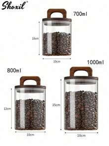 shoxil 1PC Glass Storage Jar With Wooden Lid, Coffee Bean Storage Jar, Sealed Glass Jar Container, Kitchen Storage Jar - For Tea, Dried Fruits, Snacks, Cereals, Coffee Grounds, Saudi Arabia National Day Gift