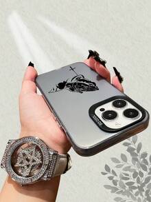 Praying Hands With Rosary And Cross Pattern Phone Case TPU IMD Shockproof Protective Cover Compatible With IPhone 15 14 13 12 11 S24 S23 S22 Religious - Themed Devotional Design Soft Back Shell - màu đen - Xem 3