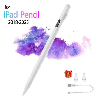Lápiz stylus compatible con iPad (2018-2025) - Carga rápida con sensibilidad a la inclinación y rechazo de palma compatible con iPad 11/10/9/8/7/6ta generación, Air 7/6/5/4/3/M3/M2, Pro 13"/12.9"/11"/M4, Mini 7/6/5ta, Blanco