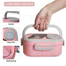 40.5 Oz.Large Salad Bowl,1 Adult Bento Box, Salad Container, Large Salad Bowl, Bento-Style Tray For Toppings, 3 Oz. Sauce Container For Dressing, With Reusable Fork And Knife - 彩色 - 查看 8