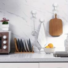 4pcs Powerful Suction Cup Hooks And No Drill Wall Mounted Towel Rack, Kitchen Hooks, No Drilling Required, Reusable, Waterproof, 360° Rotation, 2pcs Shower Hooks, 1pc Towel Rack, Kitchen Suction Cup Hooks, Suitable For Bathroom, Wall, Bathrobe, Coat, Practical Hooks - White - View 6