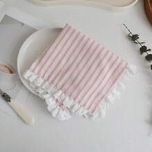 Joivida 1/2/6/10pcs Classic Striped Pleated Lace Heart Trim Decorative Napkins, Suitable For Valentine's Day, Wedding, Daily Use - Multicolor - View 12