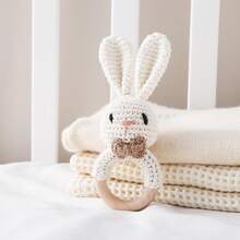 Nordic Style Beige Simple Rabbit Rattle Toy, Baby Easy Grasp Hand Shake Bell, Infant Teething Soothing Grab Training, Crib Hanging Stroller Decor, Newborn Baby Birthday Gift - Multicolor - View 11