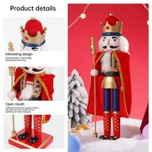 38cm Nutcracker 1PC Soldier Puppet Wooden Nutcracker Statue Craft Doll Christmas Living Room Office Desktop Holiday Gift - Multicolor - View 3